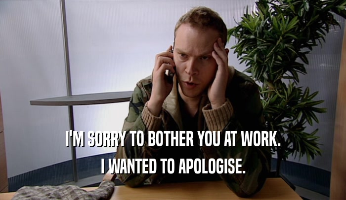 I'M SORRY TO BOTHER YOU AT WORK. I WANTED TO APOLOGISE. 