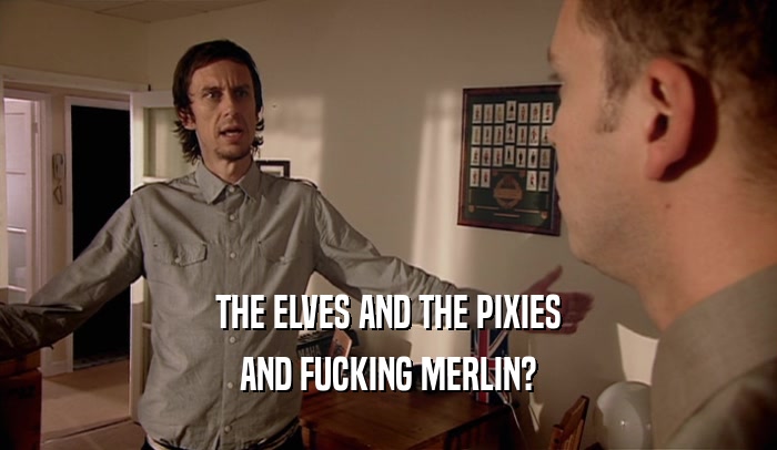 THE ELVES AND THE PIXIES AND FUCKING MERLIN? 