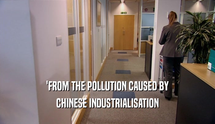 'FROM THE POLLUTION CAUSED BY CHINESE INDUSTRIALISATION 