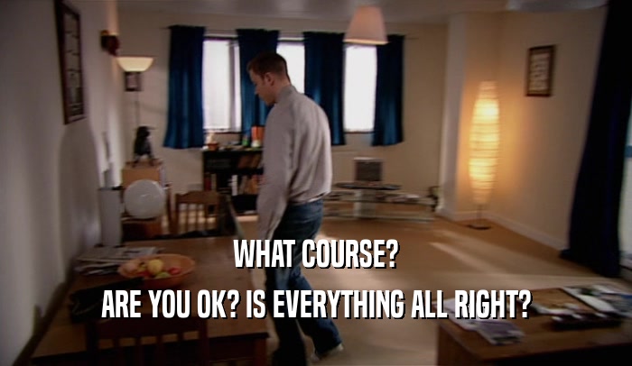 WHAT COURSE? ARE YOU OK? IS EVERYTHING ALL RIGHT? 