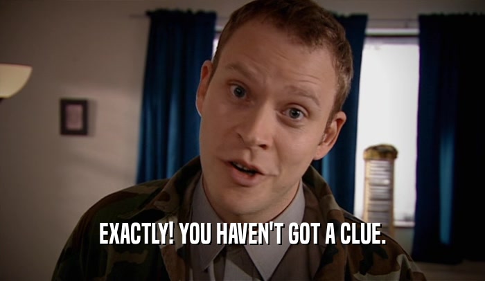 EXACTLY! YOU HAVEN'T GOT A CLUE.  