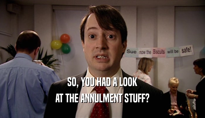SO, YOU HAD A LOOK AT THE ANNULMENT STUFF? 