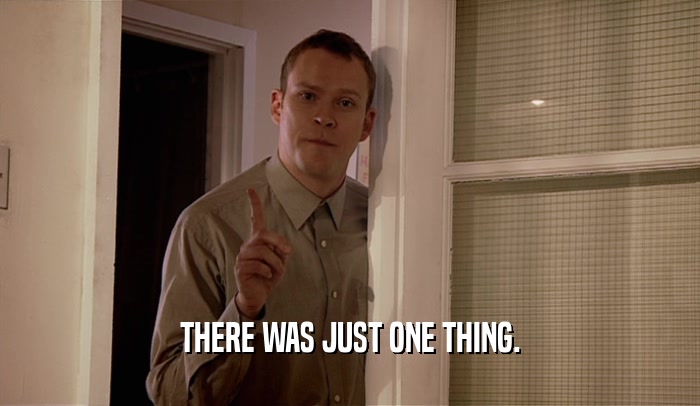 THERE WAS JUST ONE THING.  