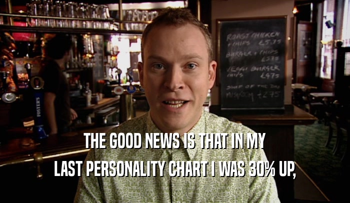 THE GOOD NEWS IS THAT IN MY LAST PERSONALITY CHART I WAS 30% UP, 