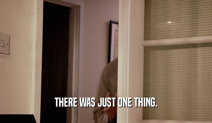THERE WAS JUST ONE THING.  