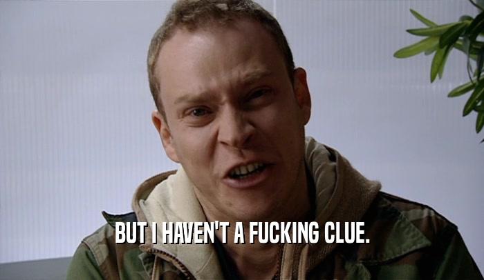 BUT I HAVEN'T A FUCKING CLUE.  