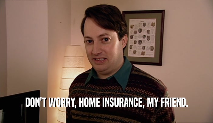 DON'T WORRY, HOME INSURANCE, MY FRIEND.  