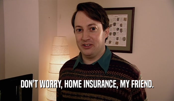 DON'T WORRY, HOME INSURANCE, MY FRIEND.  
