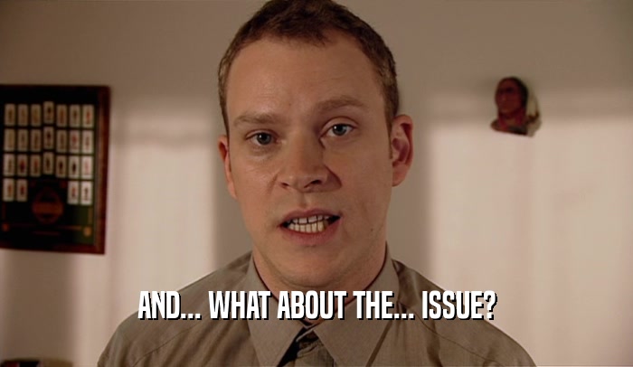 AND... WHAT ABOUT THE... ISSUE?  