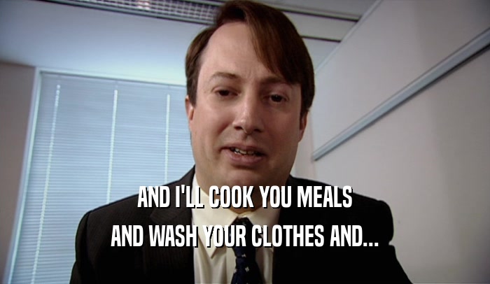 AND I'LL COOK YOU MEALS AND WASH YOUR CLOTHES AND... 