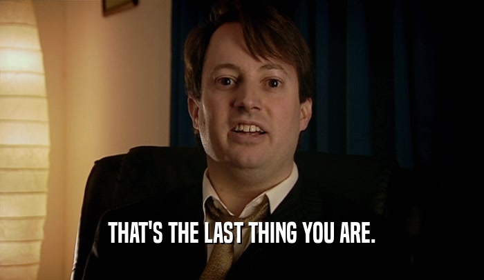 THAT'S THE LAST THING YOU ARE.  