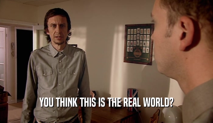 YOU THINK THIS IS THE REAL WORLD?  