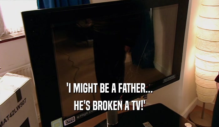 'I MIGHT BE A FATHER... HE'S BROKEN A TV!' 
