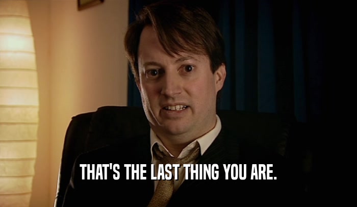 THAT'S THE LAST THING YOU ARE.  