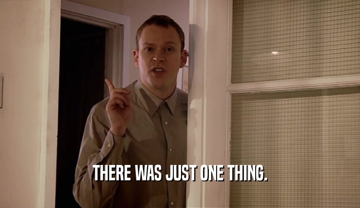 THERE WAS JUST ONE THING.  