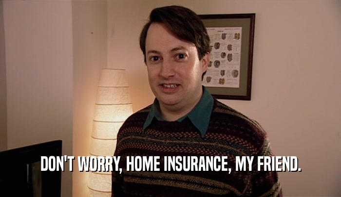 DON'T WORRY, HOME INSURANCE, MY FRIEND.  