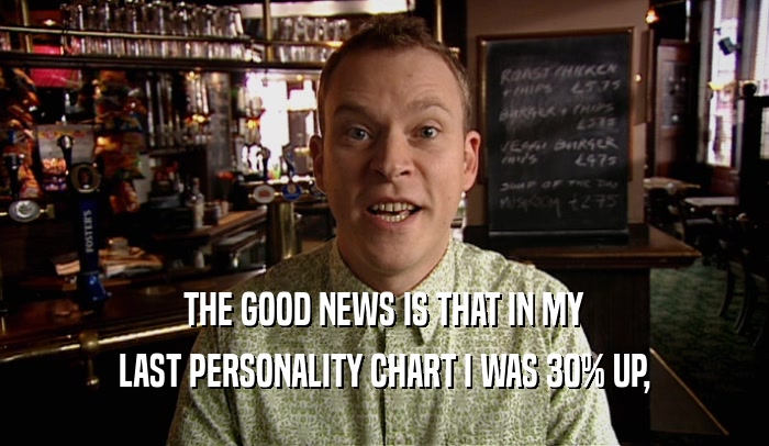 THE GOOD NEWS IS THAT IN MY LAST PERSONALITY CHART I WAS 30% UP, 