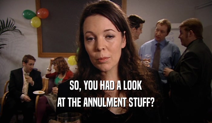 SO, YOU HAD A LOOK AT THE ANNULMENT STUFF? 