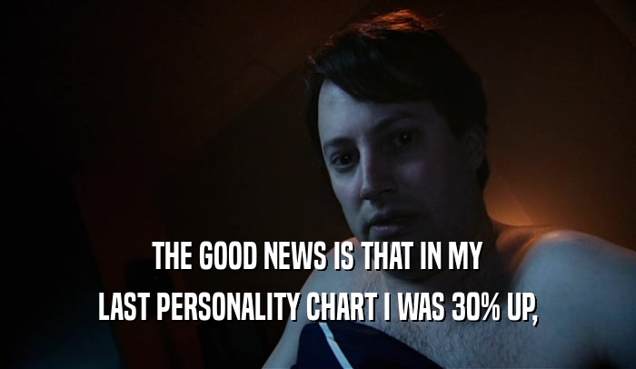 THE GOOD NEWS IS THAT IN MY LAST PERSONALITY CHART I WAS 30% UP, 