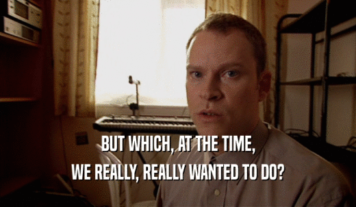 BUT WHICH, AT THE TIME, WE REALLY, REALLY WANTED TO DO? 