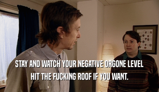 STAY AND WATCH YOUR NEGATIVE ORGONE LEVEL HIT THE FUCKING ROOF IF YOU WANT. 
