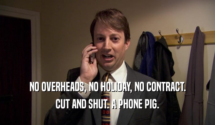 NO OVERHEADS, NO HOLIDAY, NO CONTRACT.
 CUT AND SHUT. A PHONE PIG.
 