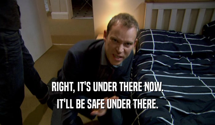 RIGHT, IT'S UNDER THERE NOW. IT'LL BE SAFE UNDER THERE. 