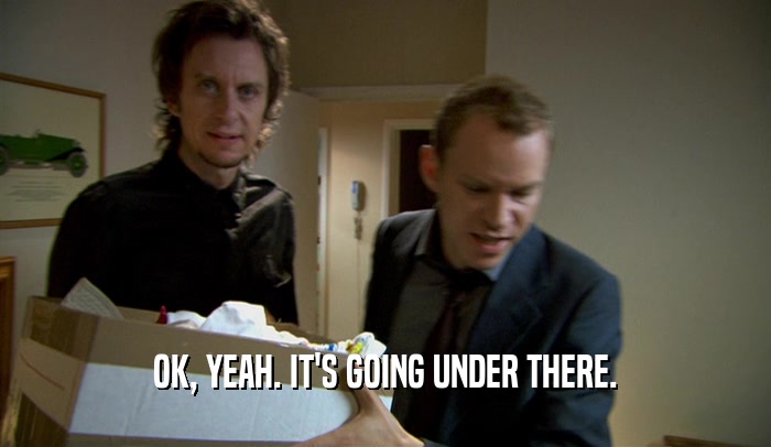 OK, YEAH. IT'S GOING UNDER THERE.  