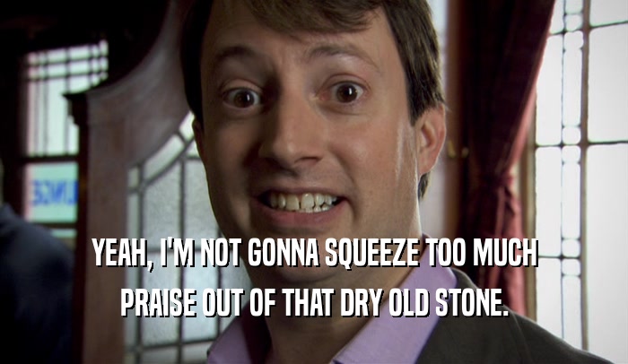 YEAH, I'M NOT GONNA SQUEEZE TOO MUCH PRAISE OUT OF THAT DRY OLD STONE. 