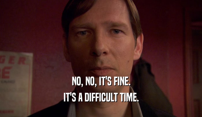 NO, NO, IT'S FINE. IT'S A DIFFICULT TIME. 