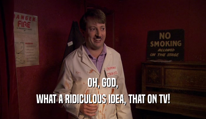 OH, GOD, WHAT A RIDICULOUS IDEA, THAT ON TV! 