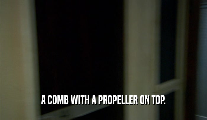 A COMB WITH A PROPELLER ON TOP.  