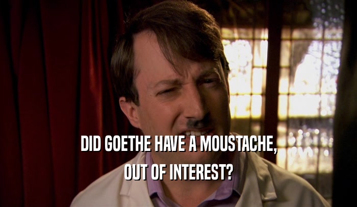 DID GOETHE HAVE A MOUSTACHE, OUT OF INTEREST? 