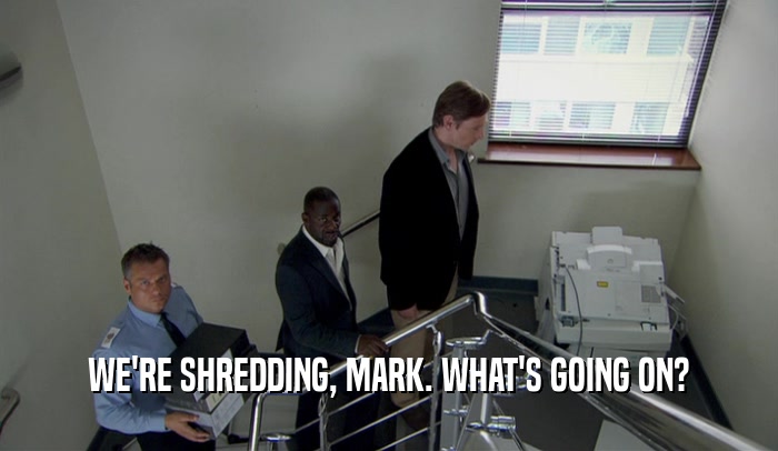 WE'RE SHREDDING, MARK. WHAT'S GOING ON?  