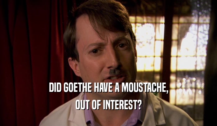 DID GOETHE HAVE A MOUSTACHE, OUT OF INTEREST? 