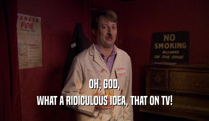 OH, GOD, WHAT A RIDICULOUS IDEA, THAT ON TV! 