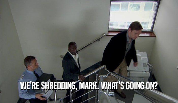 WE'RE SHREDDING, MARK. WHAT'S GOING ON?  