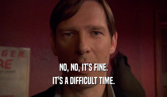 NO, NO, IT'S FINE. IT'S A DIFFICULT TIME. 