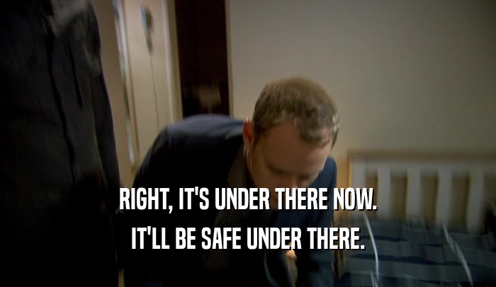 RIGHT, IT'S UNDER THERE NOW. IT'LL BE SAFE UNDER THERE. 