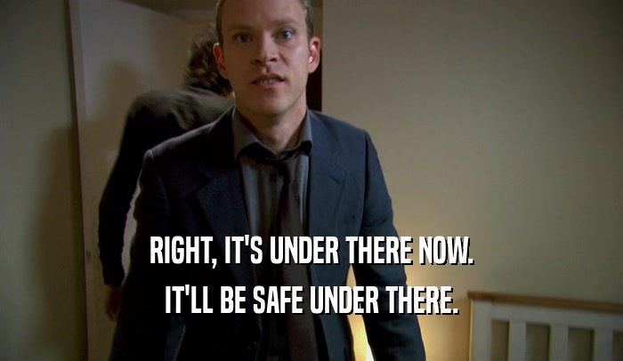 RIGHT, IT'S UNDER THERE NOW. IT'LL BE SAFE UNDER THERE. 