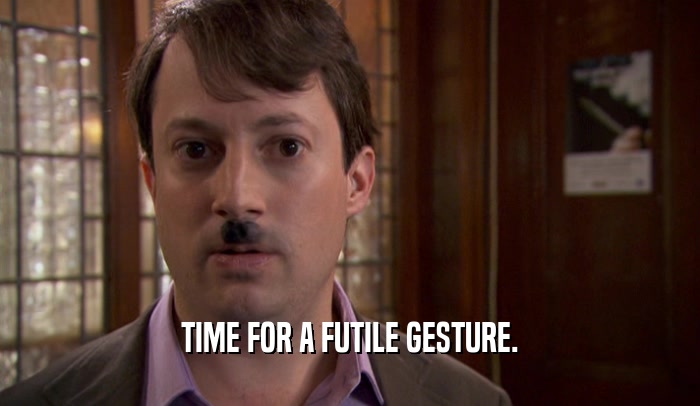 TIME FOR A FUTILE GESTURE.  