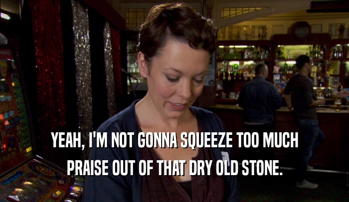 YEAH, I'M NOT GONNA SQUEEZE TOO MUCH PRAISE OUT OF THAT DRY OLD STONE. 