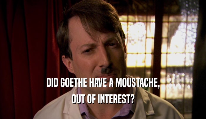 DID GOETHE HAVE A MOUSTACHE, OUT OF INTEREST? 