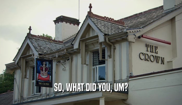 SO, WHAT DID YOU, UM?  
