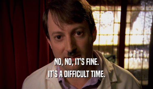 NO, NO, IT'S FINE. IT'S A DIFFICULT TIME. 