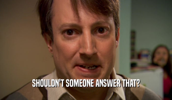 SHOULDN'T SOMEONE ANSWER THAT?  