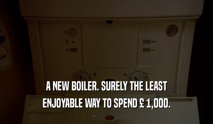 A NEW BOILER. SURELY THE LEAST ENJOYABLE WAY TO SPEND 