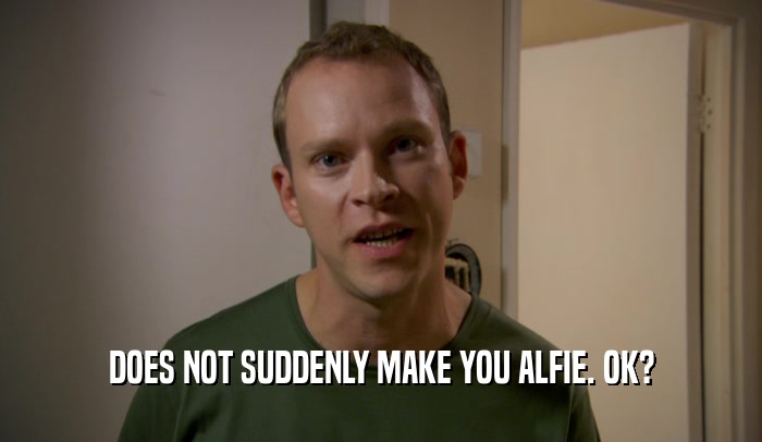 DOES NOT SUDDENLY MAKE YOU ALFIE. OK?  