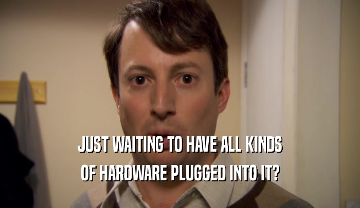 JUST WAITING TO HAVE ALL KINDS OF HARDWARE PLUGGED INTO IT? 