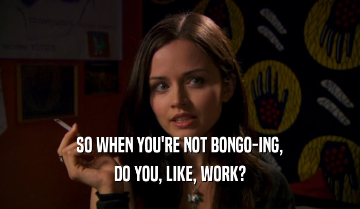 SO WHEN YOU'RE NOT BONGO-ING, DO YOU, LIKE, WORK? 